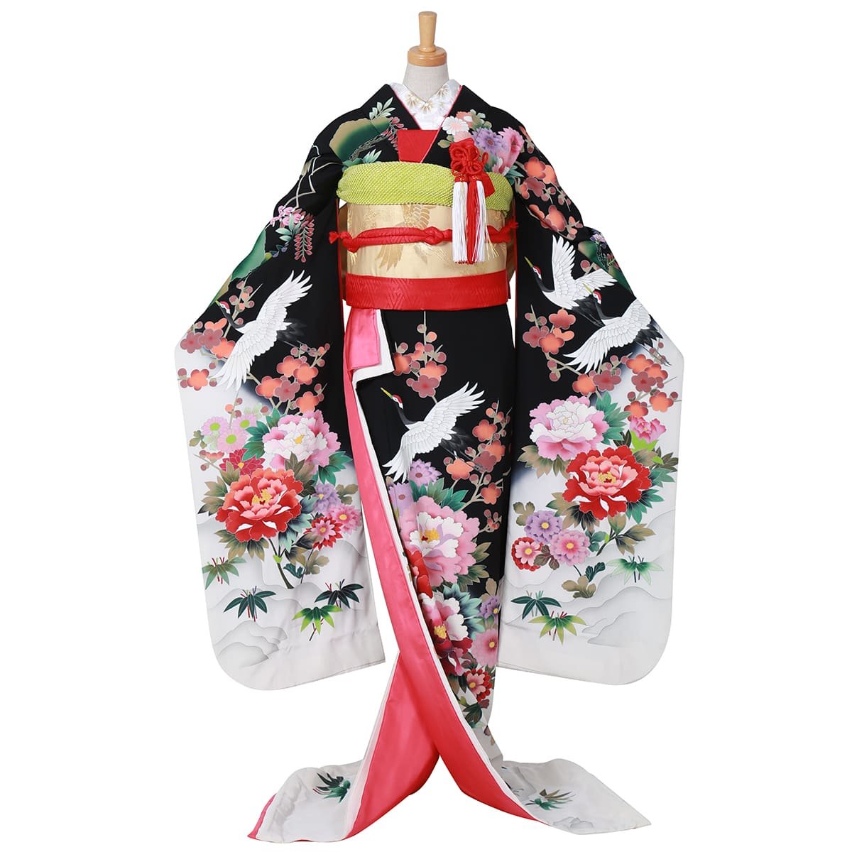 引き振袖：W016 黒 裾白 喜祥寿☆| 婚礼衣装レンタル | 京都着物