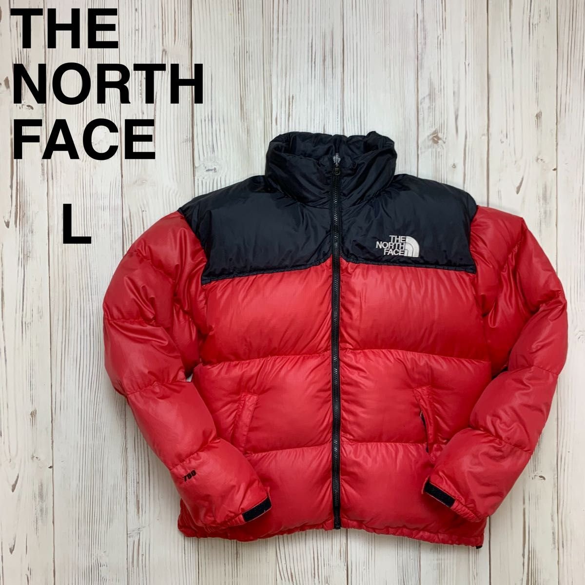 ザノースフェイス ダウンジャケット ヌプシ メンズ L 黒 刺繍ロゴ