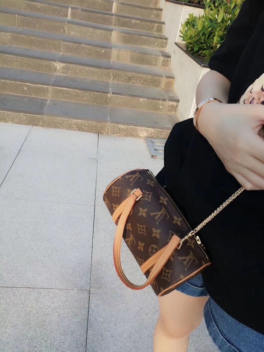 ルイヴィトン モノグラム パピヨン 19㎝ M51389 社外ストラップ付き