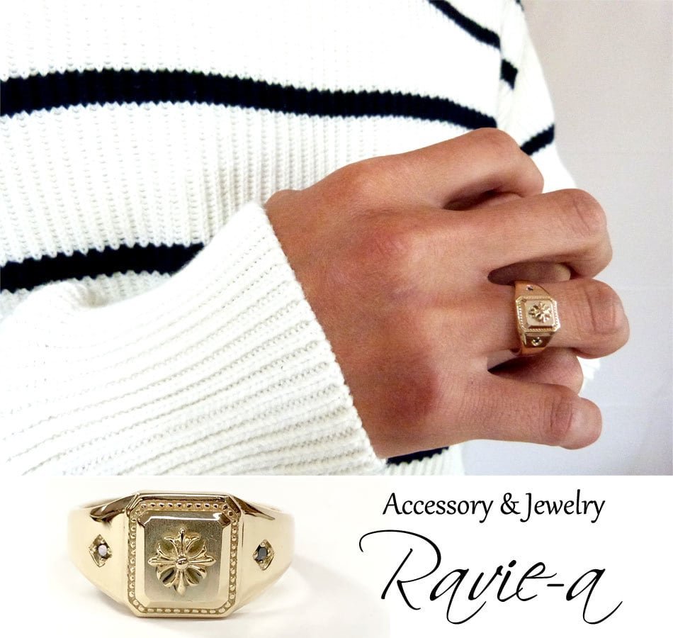 クロスモチーフワイルドゴツめk10イエローゴールドリング | Ravie-a