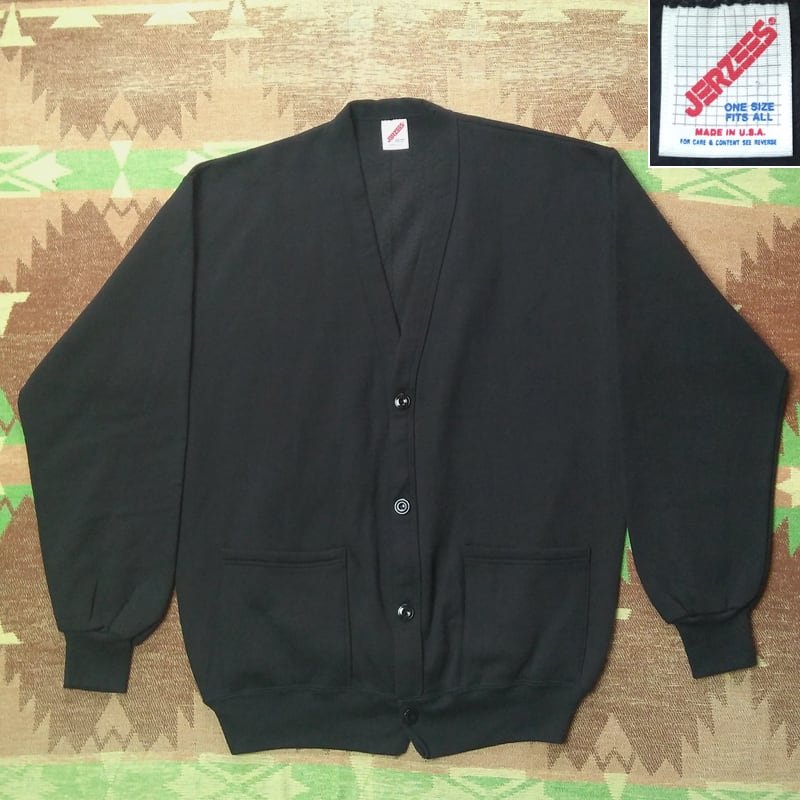80s～ JERZEES Black Sweat Cardigan | Wonder Wear ヴィンテージ古着