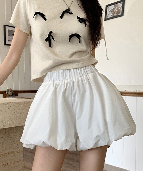 セール】ハイウエスト ナイロン バルーン 短パン ショートパンツ