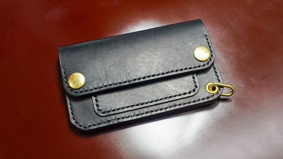 栃木レザー 茶芯トラッカーウォレット 手縫い ミドル タンニン鞣し