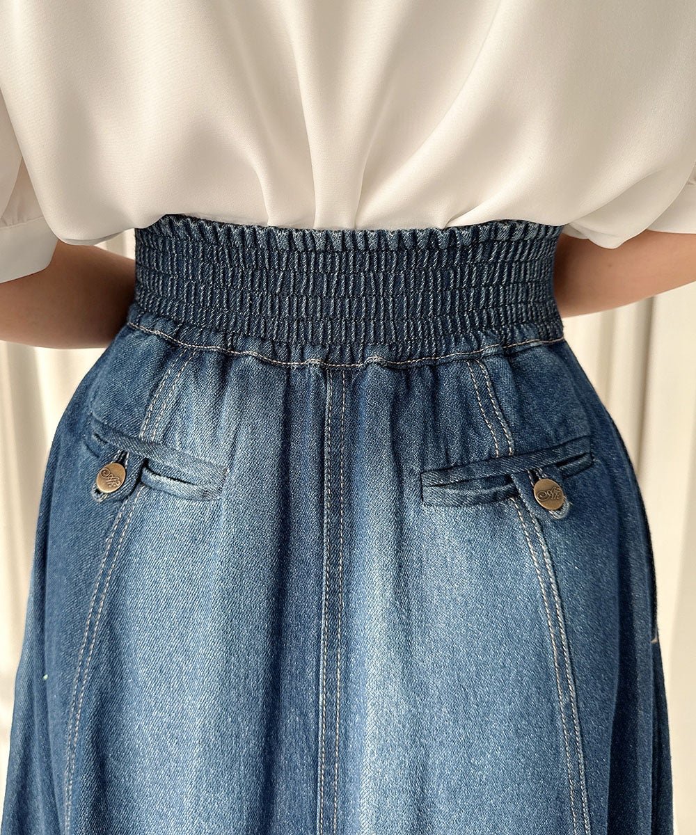 サイズ展開】フロント釦デニムフレアースカート/an another angelus