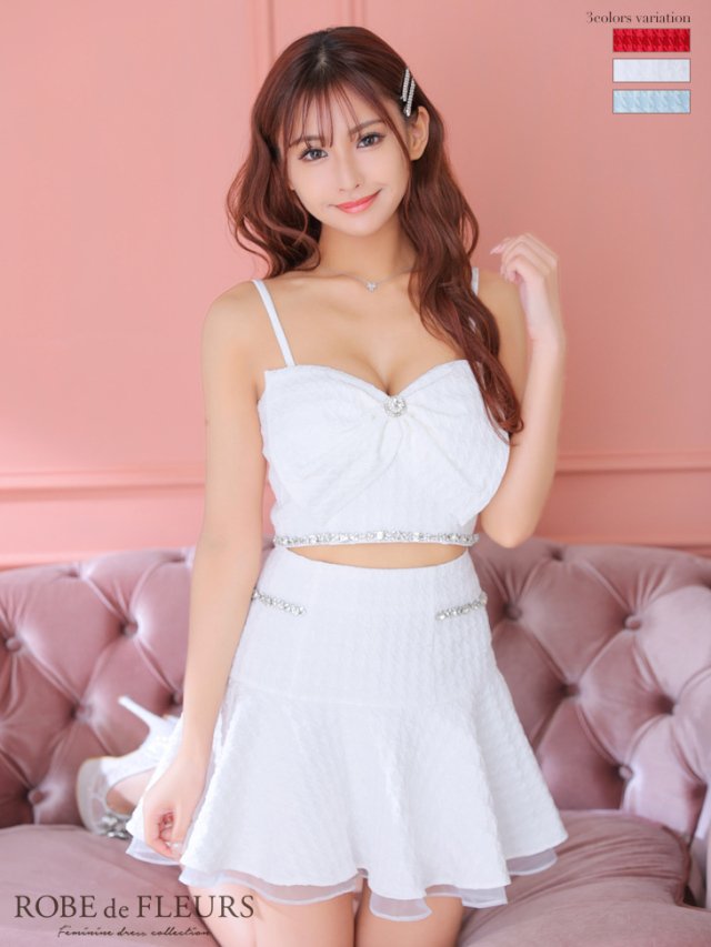 XSサイズあり】フロントリボン×セットアップキャミキャバドレス(fm2777)