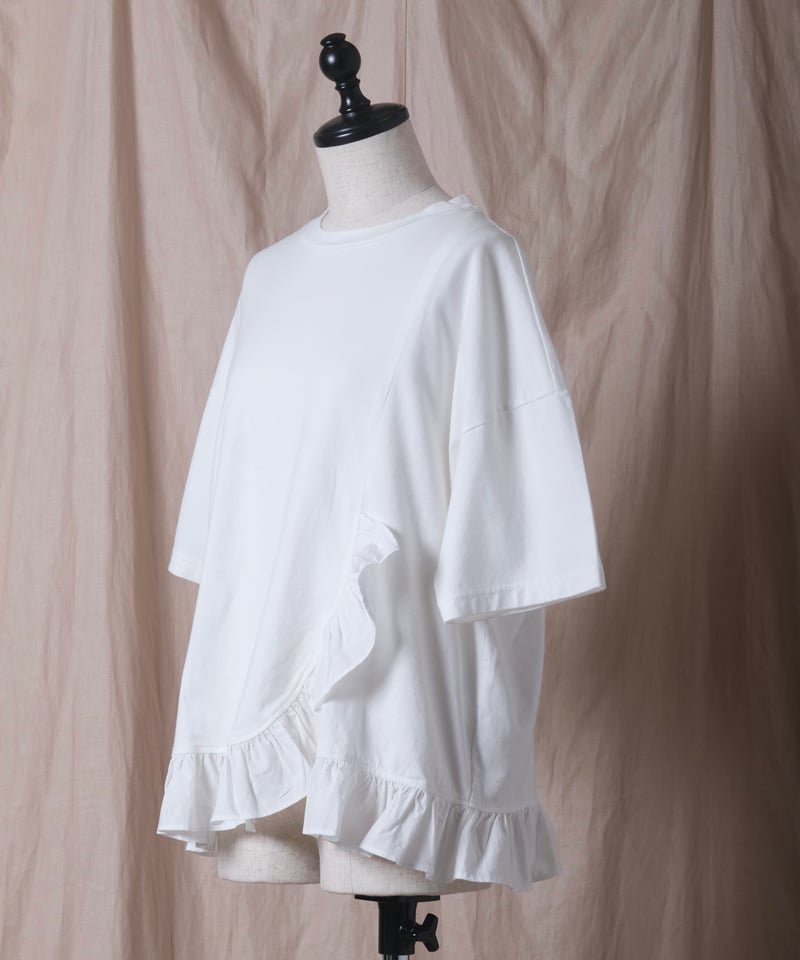 UNIVERSAL SEVEN】クラシック天竺 フリルTシャツ/US242CT026 | c