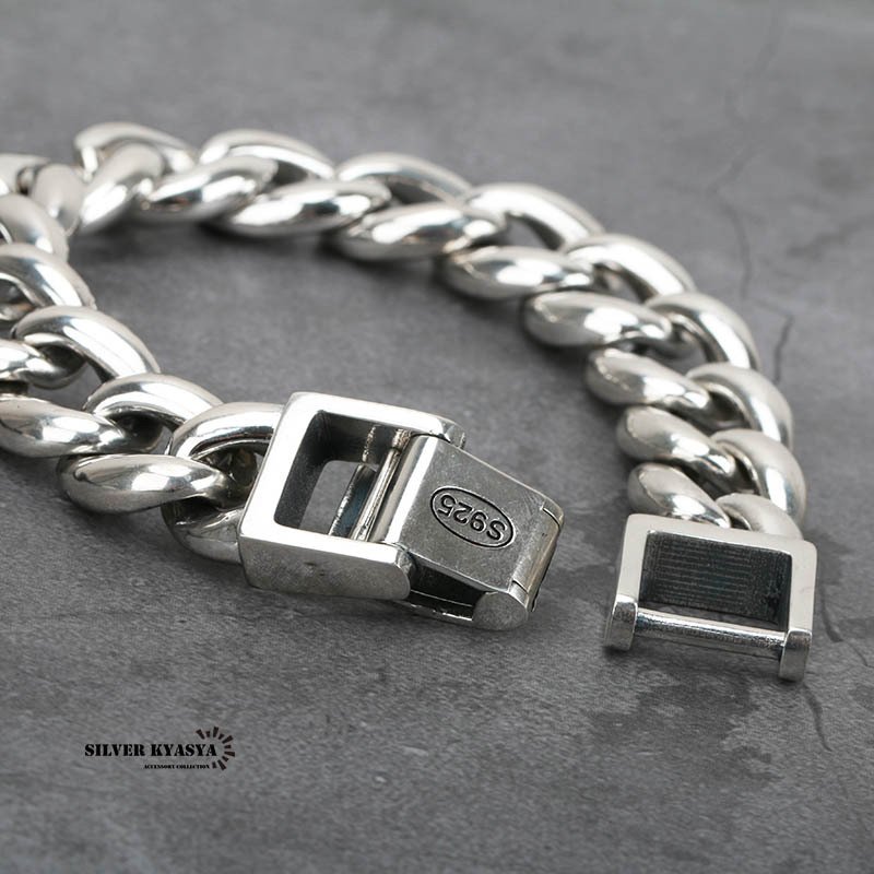 重厚 シルバー925 喜平ブレスレット シルバー喜平チェーン 極太 幅16mm