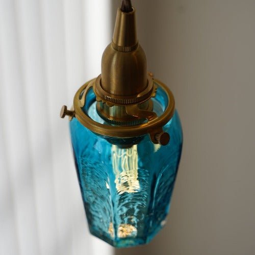 安土草多 ペンダントライト 照明 吹きガラス 八角瓶（クラック