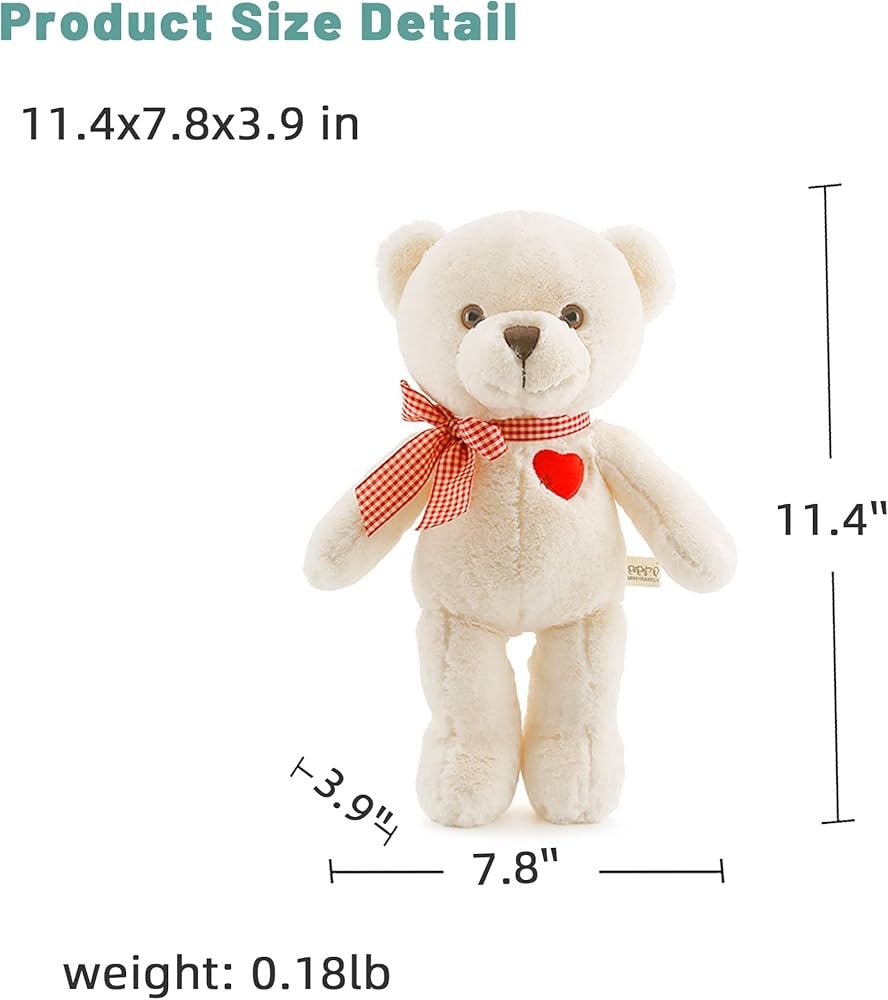 Amazon.co.jp: 11.4インチ 小さなテディベア ハート付き かわいい白い
