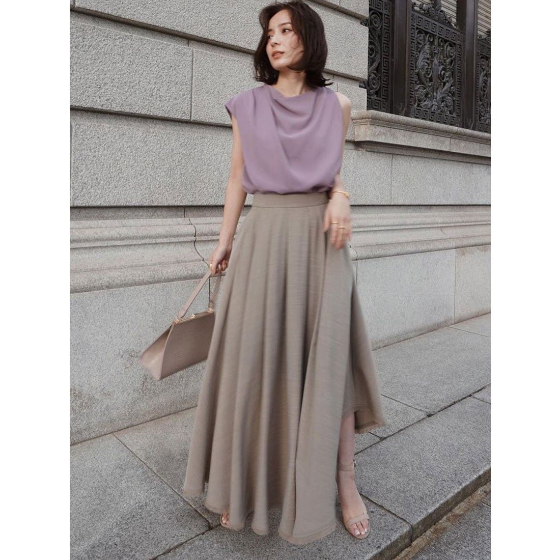 アニュアンス anuans アシンメトリードレープブラウス （PINK