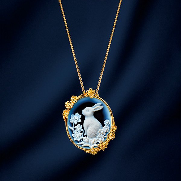 しあわせの白うさぎ 宝飾カメオペンダント＆ブローチ インペリアル