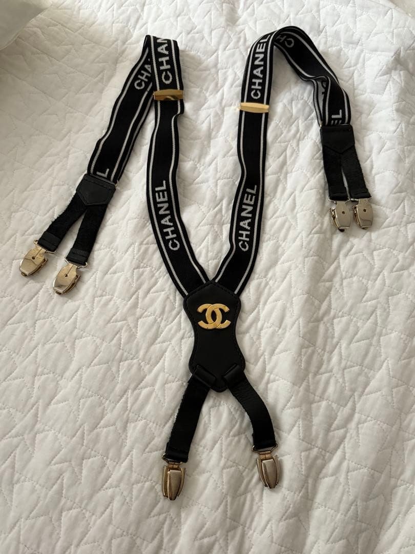 【タイムセール】CHANEL ヴィンテージシャネル サスペンダー CHANEL(シャネル) サスペンダー ブラック×ゴールド｜【公式】カインド