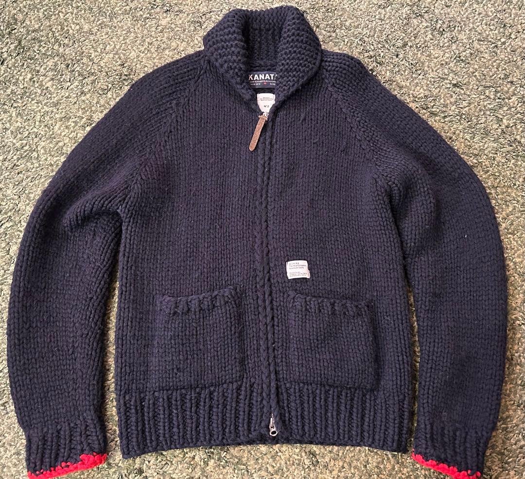 BEDWIN ×KANATA ベドウィン カウチンセーター M カナダ製 BEDWIN別注 Kanata カナダ製カウチンセーターM2ニットネイビーメンズ