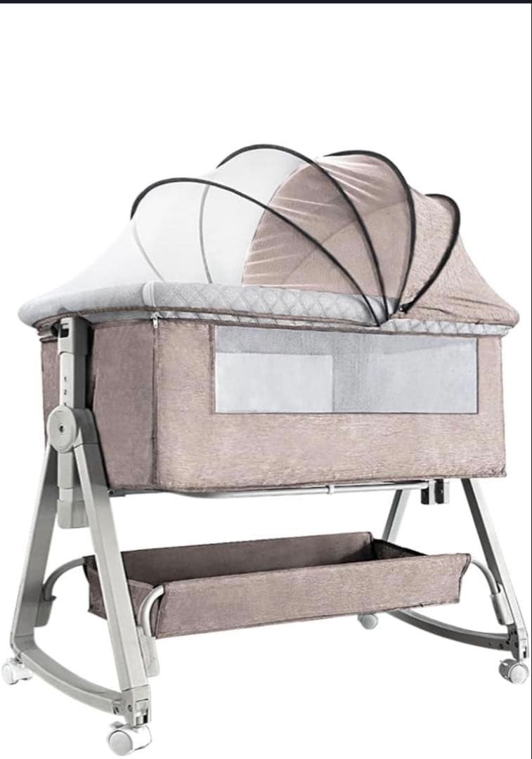 美品 折りたたみ式ベビーベッド 添い寝 コンパクトベビーベッド 収納袋付 グレー ベビーベッド ベビーサークル 折りたたみ 添い寝ベッド プレイヤード